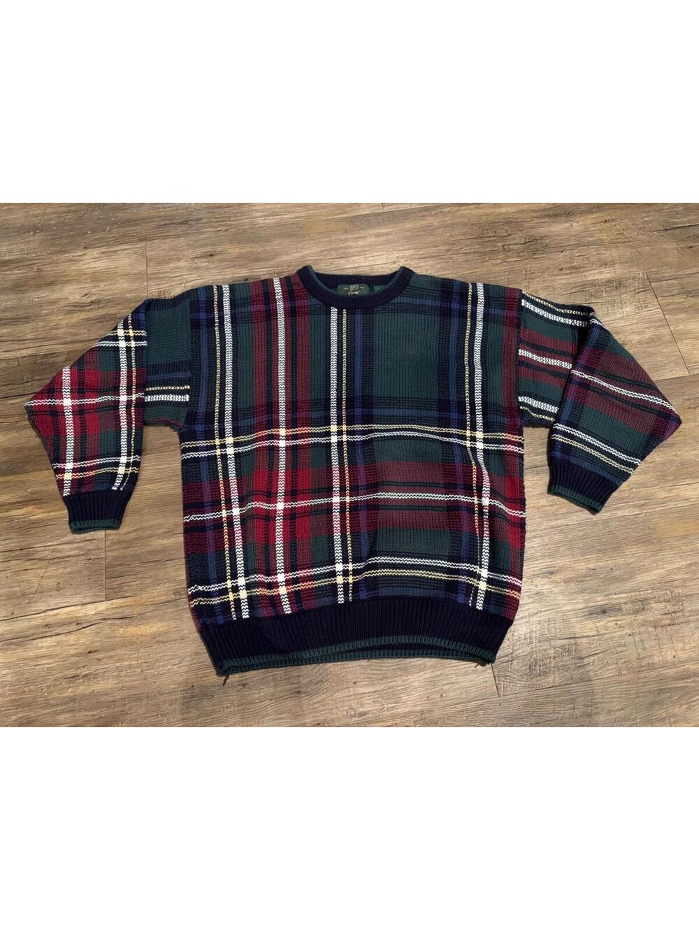 Vtg Orvis Tartan Plaid Pullover Crewneck Sweater Mens M 90's Grandpacore Cotton